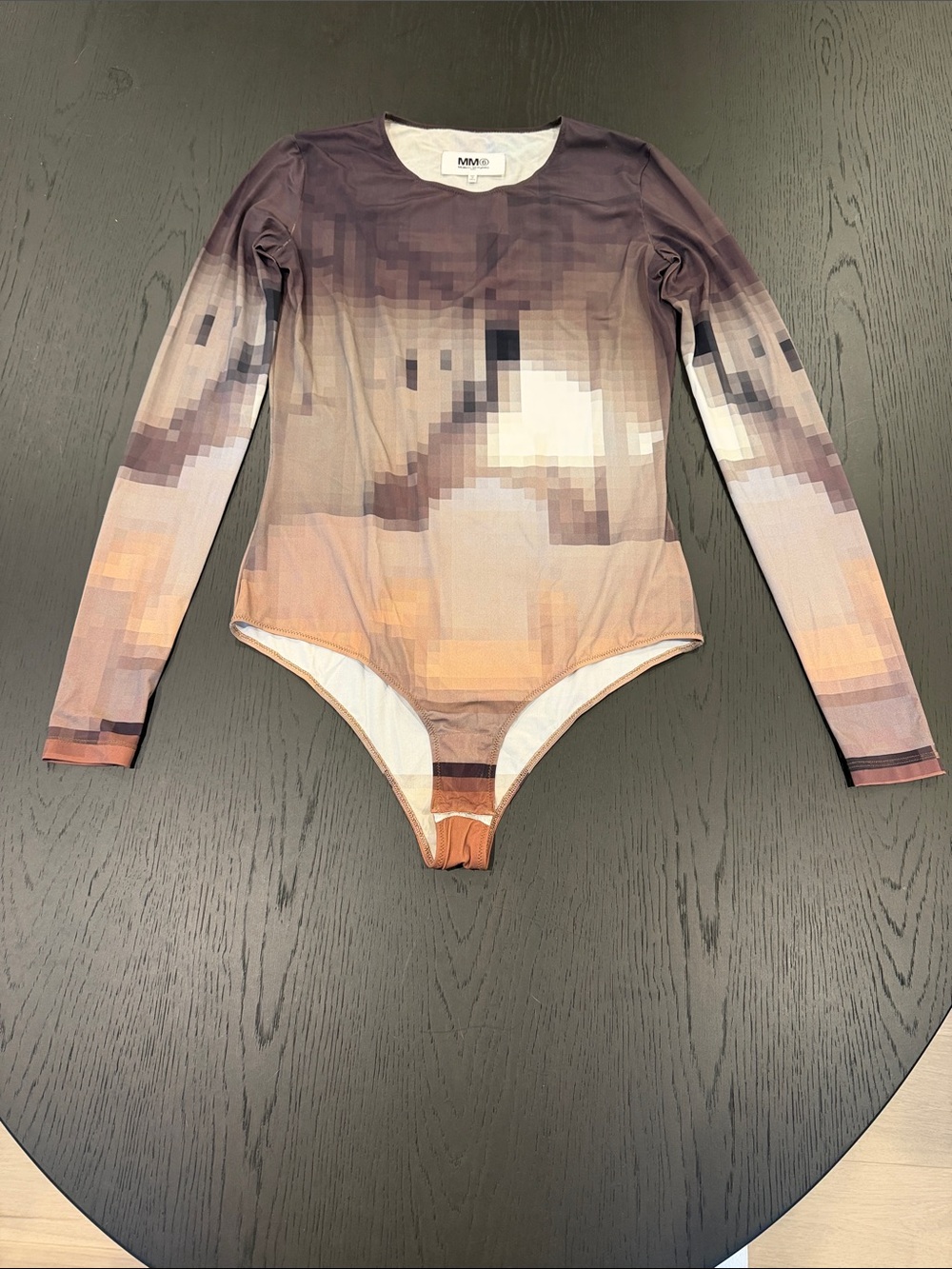 Maison Margiela MM6 Pixelated Brown and Cream Bodysuit